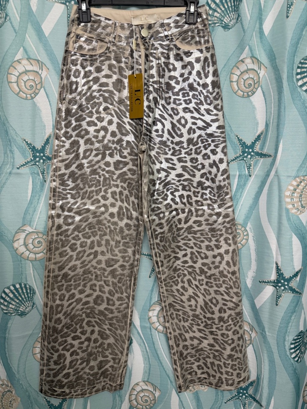 L.C. Leopard Print Wide Leg Jeans - Neutral Tones